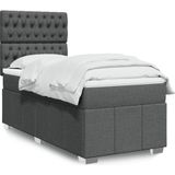 vidaXL Boxspringbett mit Matratze Dunkelgrau 90x190 cm Stoff