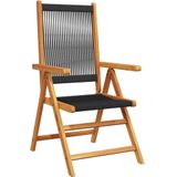 vidaXL Gartenstühle 2 Stk. Schwarz Massivholz Akazie und Polypropylen