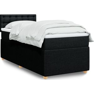 vidaXL Boxspringbett mit Matratze Schwarz 90x190 cm Stoff