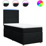 vidaXL Boxspringbett mit Matratze Schwarz 90x200 cm Stoff