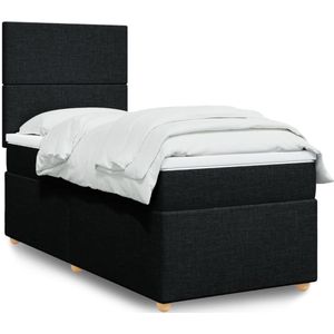 vidaXL Boxspringbett mit Matratze Schwarz 90x200 cm Stoff