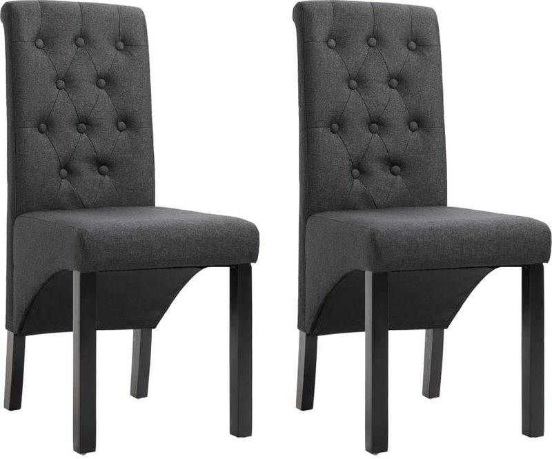 vidaXL Esszimmerstühle 2 Stk. Dunkelgrau Stoff