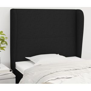 vidaXL Kopfteil mit Ohren Schwarz 103x23x118/128 cm Stoff