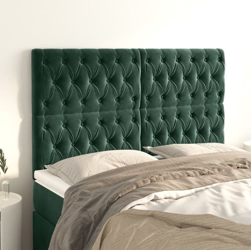 vidaXL Kopfteile 4 Stk. Dunkelgrün 80x7x78/88 cm Samt