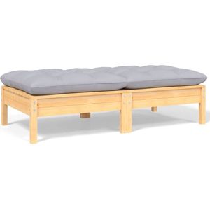 vidaXL Gartensofa 2-Sitzer mit Kissen in Grau Massivholz Kiefer