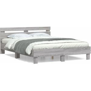 vidaXL Bettgestell mit Kopfteil Grau Sonoma 140x190 cm Holzwerkstoff