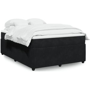 vidaXL Boxspringbett mit Matratze Schwarz 140x200 cm Samt