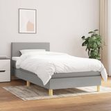 vidaXL Boxspringbett mit Matratze Hellgrau 90x200 cm Stoff