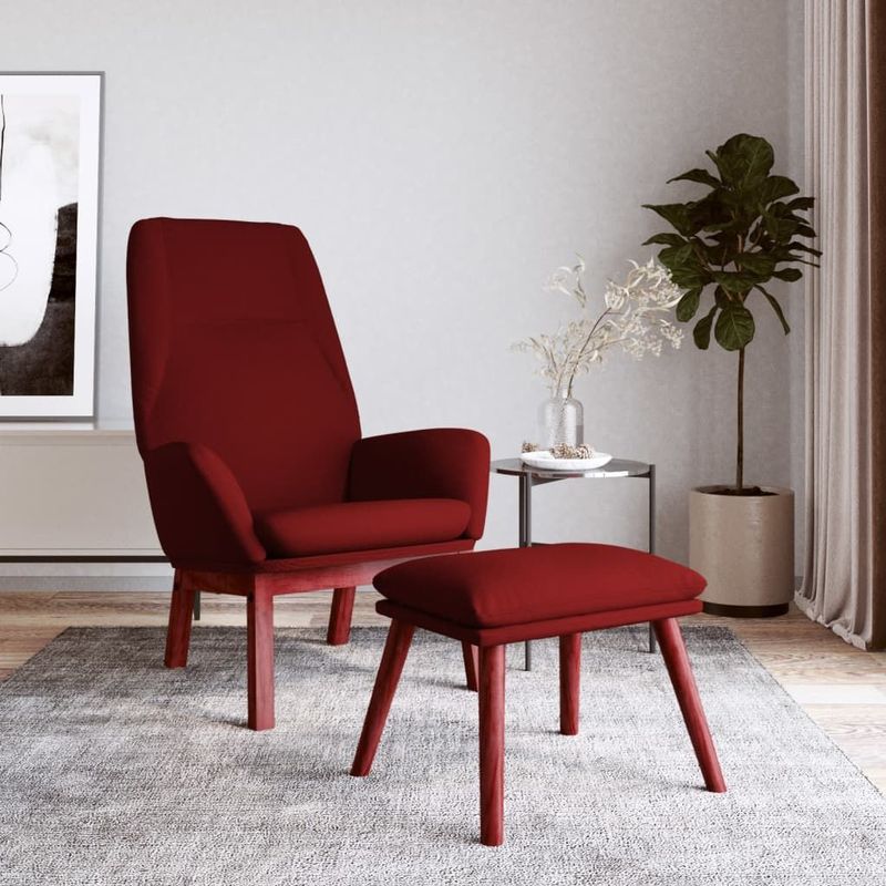 vidaXL Relaxsessel mit Hocker Weinrot Stoff
