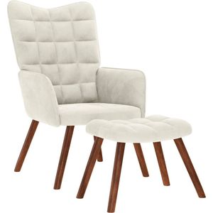 vidaXL Relaxsessel mit Hocker Creme Samt