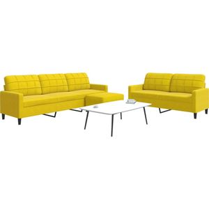 vidaXL 3-tlg. Sofagarnitur mit Kissen Gelb Samt
