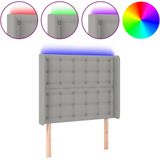vidaXL LED Kopfteil Hellgrau 93x16x118/128 cm Stoff