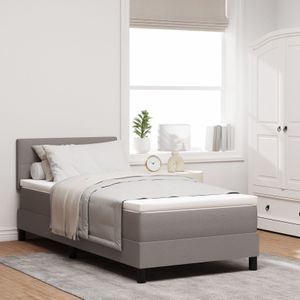 vidaXL LED Boxspringbett mit Matratze Taupe 100x200 cm Stoff