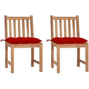 vidaXL Gartenstühle 2 Stk. mit Kissen Massivholz Teak
