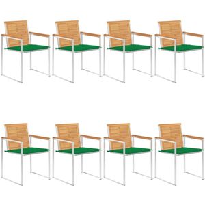 vidaXL Gartenstühle 8 Stk. mit Kissen Massivholz Teak