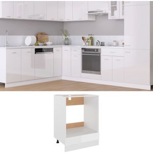 vidaXL Herdumbauschrank Riga Hochglanz-Weiß 60x46x81,5 cm Holzwerkstoff