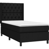 vidaXL Boxspringbett mit Matratze Schwarz 80x200 cm Stoff