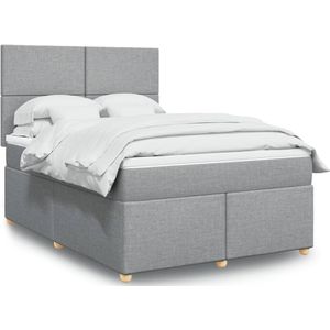 vidaXL Boxspringbett mit Matratze Hellgrau 140x200 cm Stoff