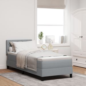 vidaXL Boxspringbett mit Matratze & LED Licht Grau 80x200 cm Stoff