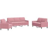 vidaXL 3-tlg. Sofagarnitur mit Kissen Rosa Samt