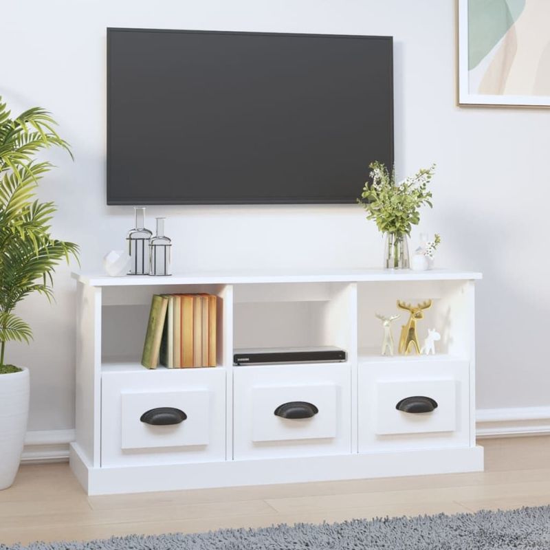 vidaXL TV-Schrank Weiß 100x35x50 cm Holzwerkstoff