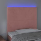 vidaXL LED Kopfteil Rosa 90x5x118/128 cm Samt