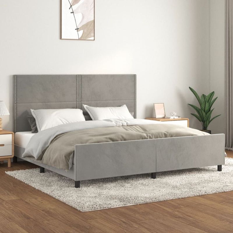 vidaXL Bettgestell ohne Matratze Hellgrau 200x200 cm Samt