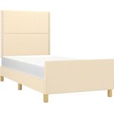 vidaXL Bettgestell ohne Matratze Creme 100x200 cm Stoff