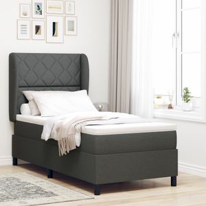 vidaXL Boxspringbett mit Matratze Dunkelgrau 90x190 cm Stoff