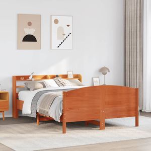 vidaXL Massivholzbett ohne Matratze Wachsbraun 120x200 cm Kiefernholz