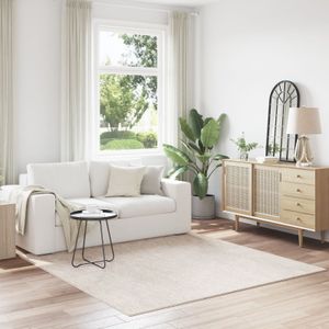 vidaXL Flauschiger Teppich mit Latexrücken Creme 200x200 cm