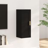 vidaXL Wandschrank Schwarz 35x34x90 cm Holzwerkstoff