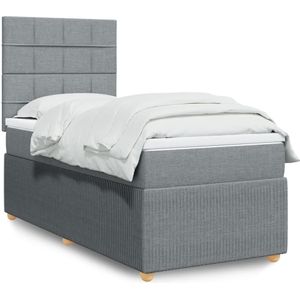 vidaXL Boxspringbett mit Matratze Hellgrau 90x190 cm Stoff