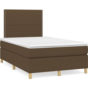 vidaXL Boxspringbett mit Matratze Dunkelbraun 120x190 cm Stoff
