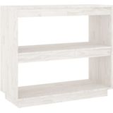 vidaXL Bücherregal Weiß 80x35x71 cm Massivholz Kiefer