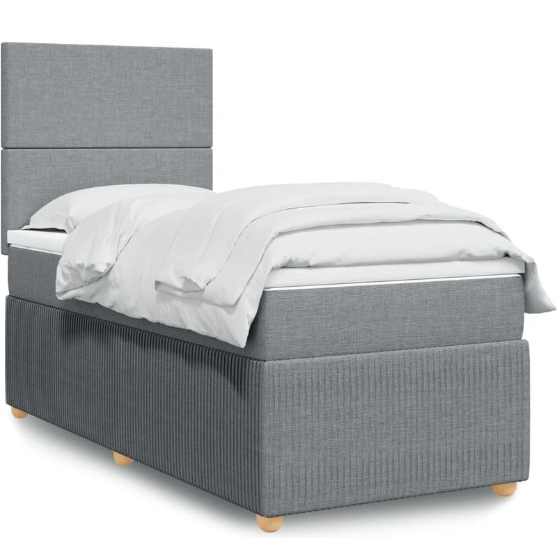 vidaXL Boxspringbett mit Matratze Hellgrau 80x200 cm Stoff