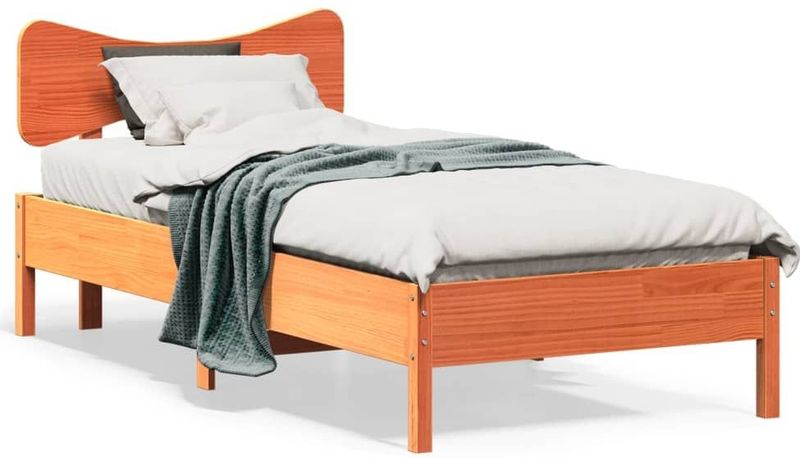 vidaXL Massivholzbett ohne Matratze Wachsbraun 90x200 Kiefernholz