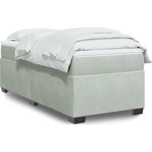 vidaXL Boxspringbett mit Matratze Hellgrau 90x200 cm Samt