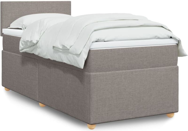 vidaXL Boxspringbett mit Matratze Taupe 100x200 cm Stoff