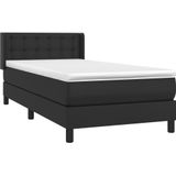 vidaXL Boxspringbett mit Matratze Schwarz 90x200 cm Kunstleder