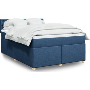 vidaXL Boxspringbett mit Matratze Blau 160x200 cm Stoff