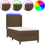vidaXL Boxspringbett mit Matratze & LED Dunkelbraun 90x190 cm Stoff