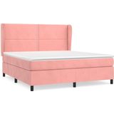 vidaXL Boxspringbett mit Matratze Rosa 160x200 cm Samt