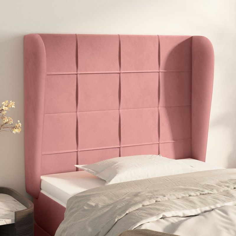 vidaXL Kopfteil mit Ohren Rosa 83x23x118/128 cm Samt