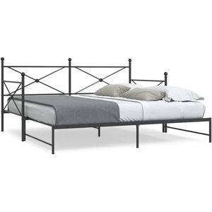vidaXL Tagesbett Ausziehbar ohne Matratze Schwarz 107x203 cm Stahl