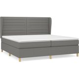 vidaXL Boxspringbett mit Matratze Dunkelgrau 200x200 cm Stoff