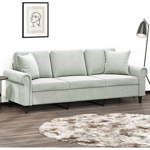 vidaXL 3-Sitzer-Sofa mit Zierkissen Hellgrau 180 cm Samt