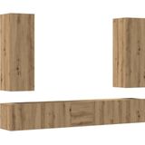 vidaXL 5-tlg. TV-Schrank-Set Wandmontage Artisan-Eiche Holzwerkstoff