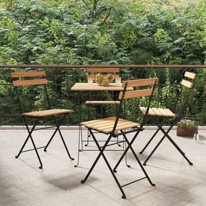 vidaXL Bistrostühle 4 Stk. Klappbar Massivholz Teak und Stahl