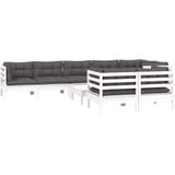 vidaXL 9-tlg. Garten-Lounge-Set mit Kissen Weiß Kiefer Massivholz